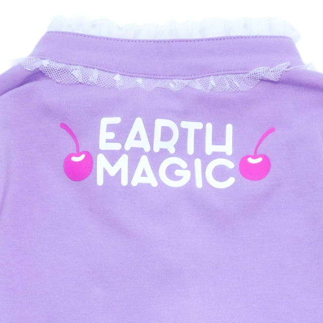 アースマジック EARTHMAGIC フロントレースハートベア天竺長袖Tシャツ クロ ペールピンク ラベンダー パール釦 マフィー 2022秋冬