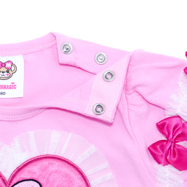 アースマジック EARTHMAGIC ハートアップリケベア天竺半袖Tシャツ シロ ペールピンク エメグリ ベビーサイズ マフィー 2022秋冬