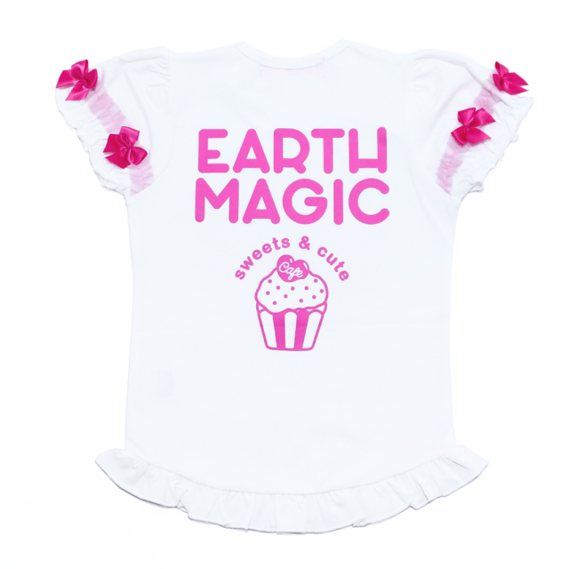 アースマジック EARTHMAGIC ハートアップリケベア天竺半袖Tシャツ シロ ペールピンク エメグリ ベビーサイズ マフィー 2022秋冬