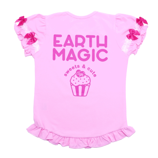 アースマジック EARTHMAGIC ハートアップリケベア天竺半袖Tシャツ シロ ペールピンク エメグリ ベビーサイズ マフィー 2022秋冬