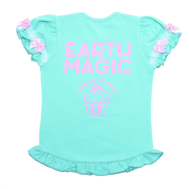 アースマジック EARTHMAGIC ハートアップリケベア天竺半袖Tシャツ シロ ペールピンク エメグリ ベビーサイズ マフィー 2022秋冬