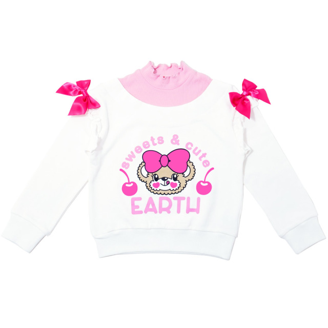 アースマジック EARTHMAGIC テレコTレイヤード風裏毛トレーナー シロ