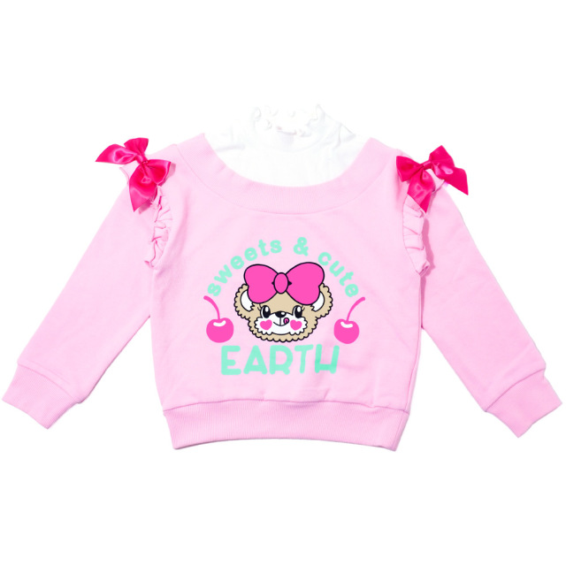 アースマジック EARTHMAGIC テレコTレイヤード風裏毛トレーナー シロ ペールピンク エメグリ マフィー 長袖 2022秋冬