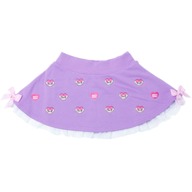 アースマジック EARTHMAGIC マフィー刺繍総柄裏毛スカート シロ クロ