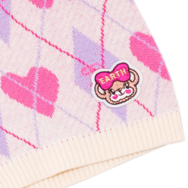 アースマジック EARTHMAGIC アーガイル柄ニットショートパンツ アイボリー ペールピンク マフィー ジャガード織  2022秋冬