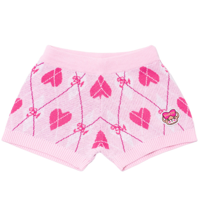 アースマジック EARTHMAGIC アーガイル柄ニットショートパンツ アイボリー ペールピンク マフィー ジャガード織  2022秋冬