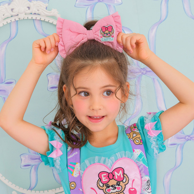 アースマジック EARTHMAGIC ハートキルティングリボンヘアゴム シロ ペールピンク アクセサリー 2022秋冬