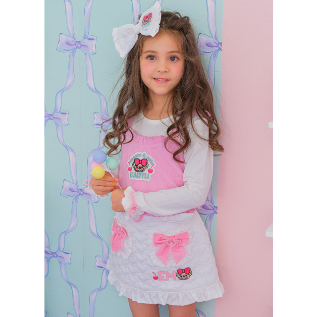 アースマジック EARTHMAGIC ハートキルティングリボンヘアゴム シロ ペールピンク アクセサリー 2022秋冬