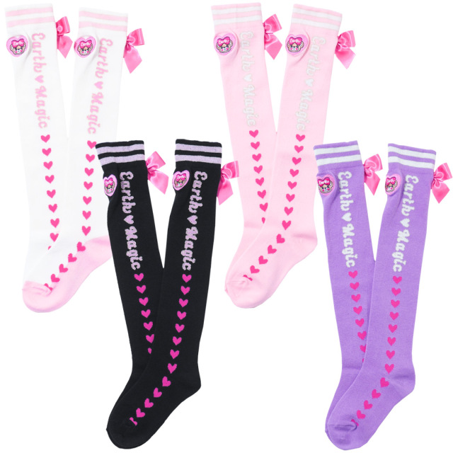 アースマジック EARTHMAGIC ライン入りサイドロゴオーバーニーソックス  