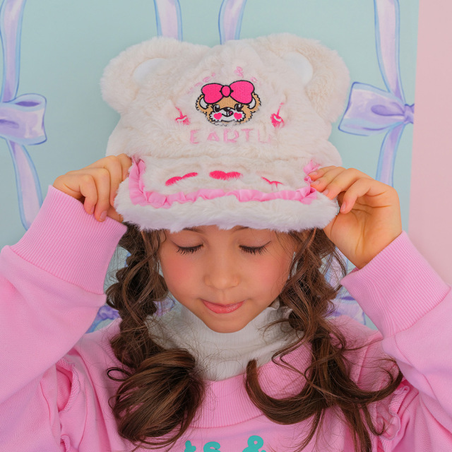 アースマジック EARTHMAGIC 耳付きファーキャップ ペールピンク  