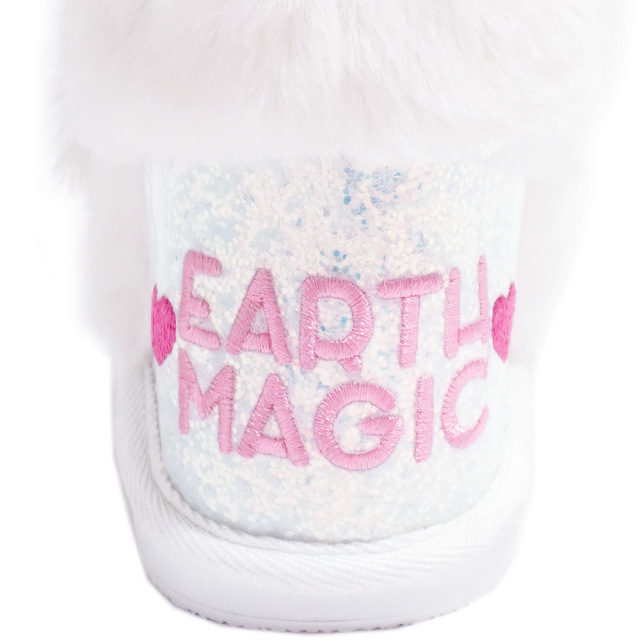 アースマジック EARTHMAGIC マフィーファーブーツ オフシロ ペールピンク 靴 刺繍 ラメ入り 2022秋冬