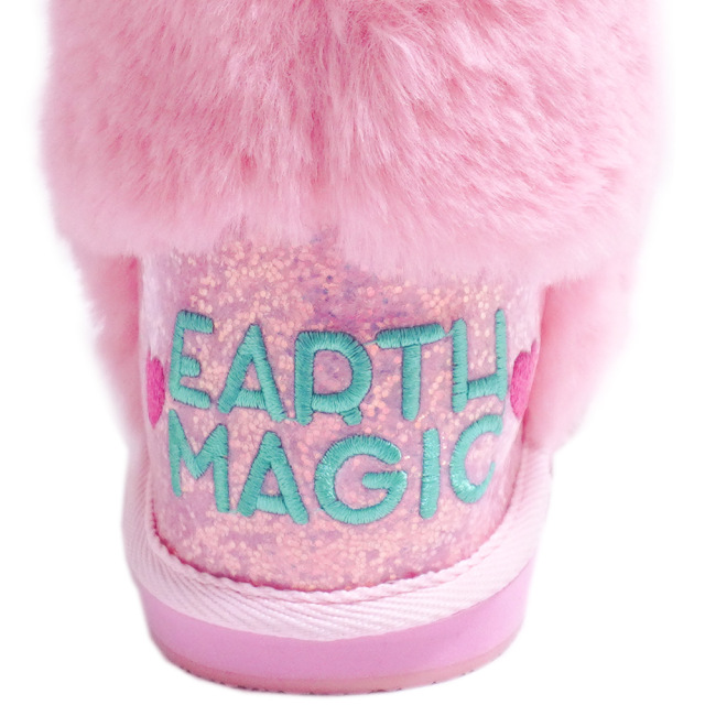 アースマジック EARTHMAGIC マフィーファーブーツ オフシロ ペールピンク 靴 刺繍 ラメ入り 2022秋冬