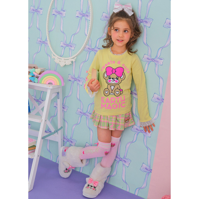 アースマジック EARTHMAGIC マフィーファーブーツ オフシロ ペールピンク 靴 刺繍 ラメ入り 2022秋冬