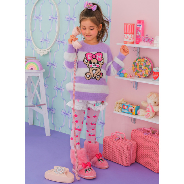 アースマジック EARTHMAGIC マフィーファーブーツ オフシロ ペールピンク 靴 刺繍 ラメ入り 2022秋冬