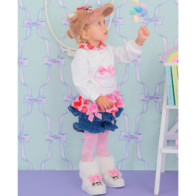 アースマジック EARTHMAGIC マフィーファーブーツ オフシロ ペールピンク 靴 刺繍 ラメ入り 2022秋冬