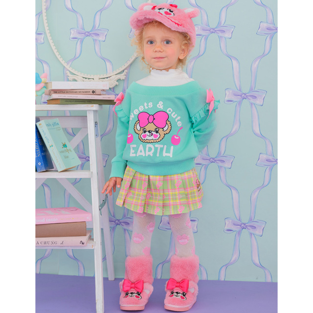 アースマジック EARTHMAGIC マフィーファーブーツ オフシロ ペールピンク 靴 刺繍 ラメ入り 2022秋冬