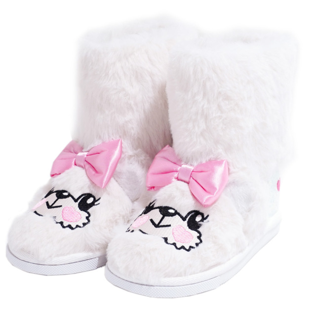 アースマジック EARTHMAGIC マフィーファーブーツ オフシロ ペールピンク 靴 刺繍 ラメ入り 2022秋冬