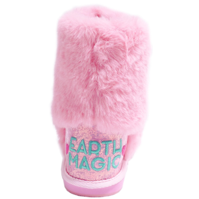 アースマジック EARTHMAGIC マフィーファーブーツ オフシロ ペールピンク 靴 刺繍 ラメ入り 2022秋冬