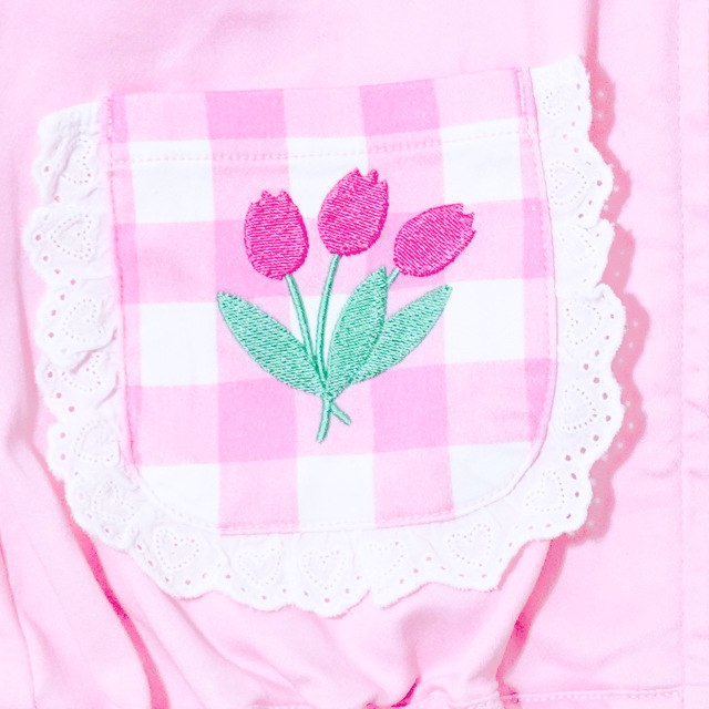 アースマジック EARTHMAGIC ギンガムツイルセーラージップブルゾン シロ ペールピンク マフィー 刺繍 2023春夏