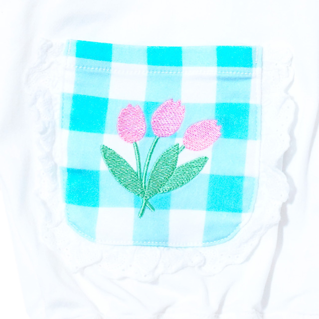 アースマジック EARTHMAGIC ギンガムツイルセーラージップブルゾン シロ ペールピンク マフィー 刺繍 2023春夏