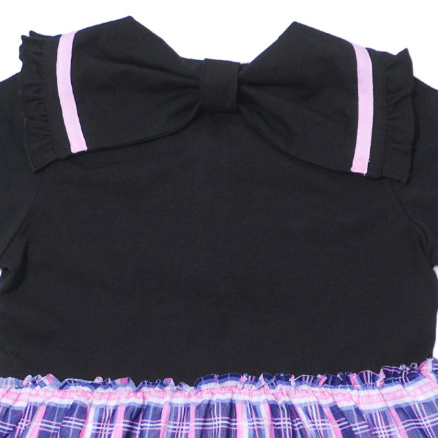 アースマジック EARTHMAGIC バックリボン襟付きドッキングチュールワンピース クロ×ネイビー エメグリ×シロ マフィー 半袖 2023春夏