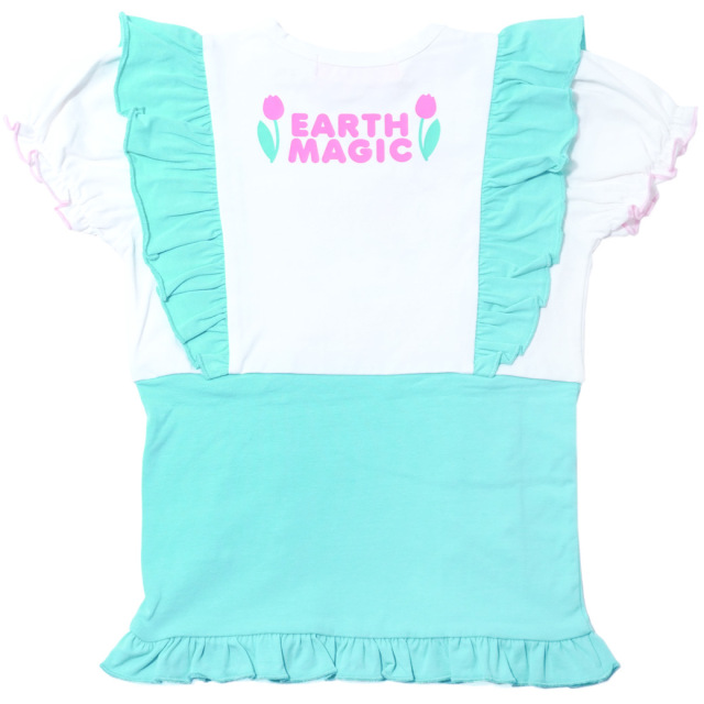 アースマジック EARTHMAGIC ベア天竺レースアップ重ね着風Tシャツ ペールピンク エメグリ マフィー 半袖 2023春夏