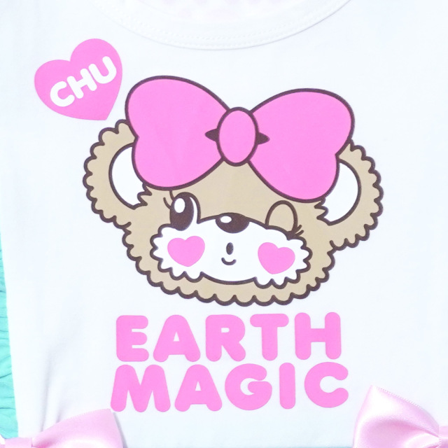 アースマジック EARTHMAGIC ベア天竺レースアップ重ね着風Tシャツ ペールピンク エメグリ マフィー 半袖 2023春夏