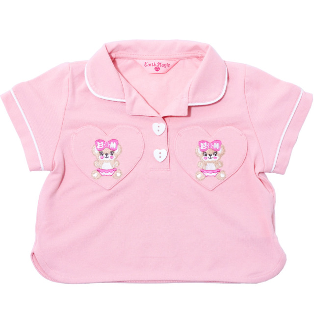 アースマジック EARTHMAGIC カノコショート丈ポロシャツ シロ ペールピンク マフィー 半袖 刺繍 2023春夏