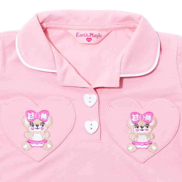 アースマジック EARTHMAGIC カノコショート丈ポロシャツ シロ ペールピンク マフィー 半袖 刺繍 2023春夏