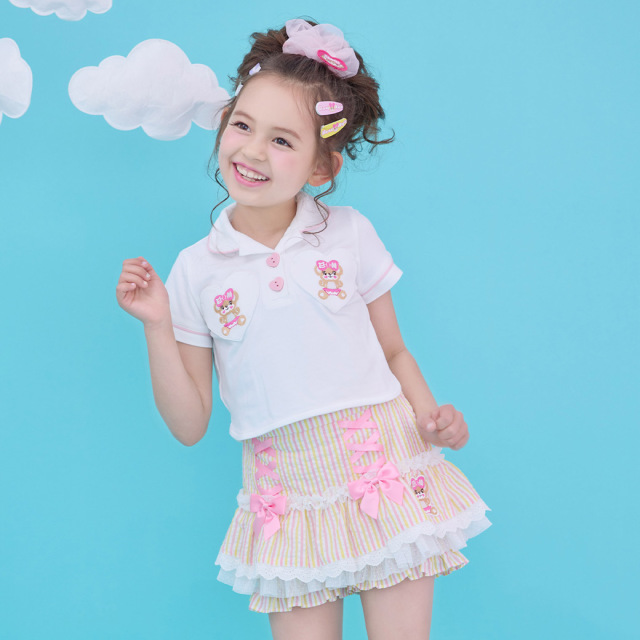 アースマジック EARTHMAGIC カノコショート丈ポロシャツ シロ ペールピンク マフィー 半袖 刺繍 2023春夏