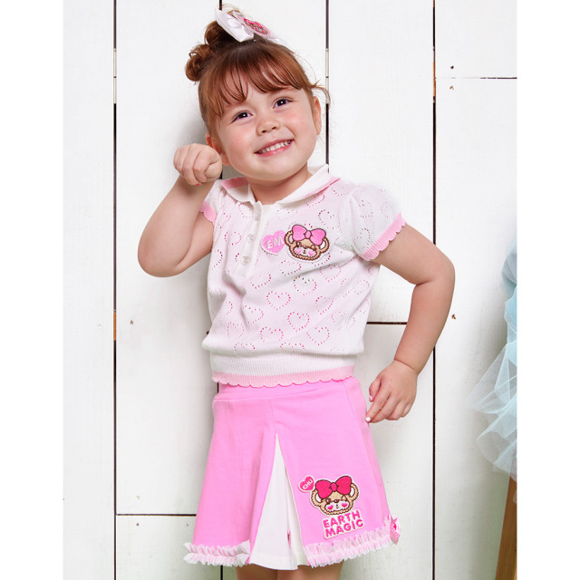 アースマジック EARTHMAGIC 針抜きハート柄ニットポロシャツ