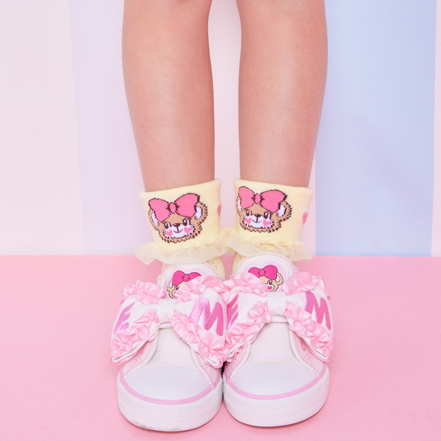 アースマジック EARTHMAGIC 針抜きハート柄折り返しショートソックス マフィー 靴下 日本製 2023春夏