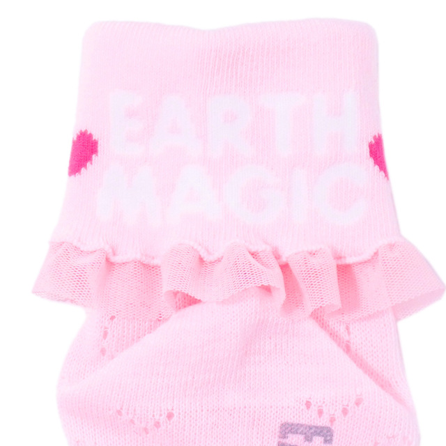 アースマジック EARTHMAGIC 針抜きハート柄折り返しショートソックス マフィー 靴下 日本製 2023春夏