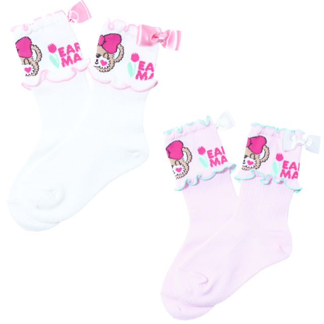 アースマジック EARTHMAGIC キラキラリブクルーソックス シロ  