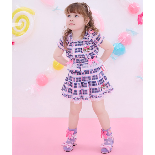 アースマジック EARTHMAGIC メッシュ折り返しクルーソックス シロ ラベンダー ハート柄 マフィー 刺繍 靴下 日本製 2023春夏