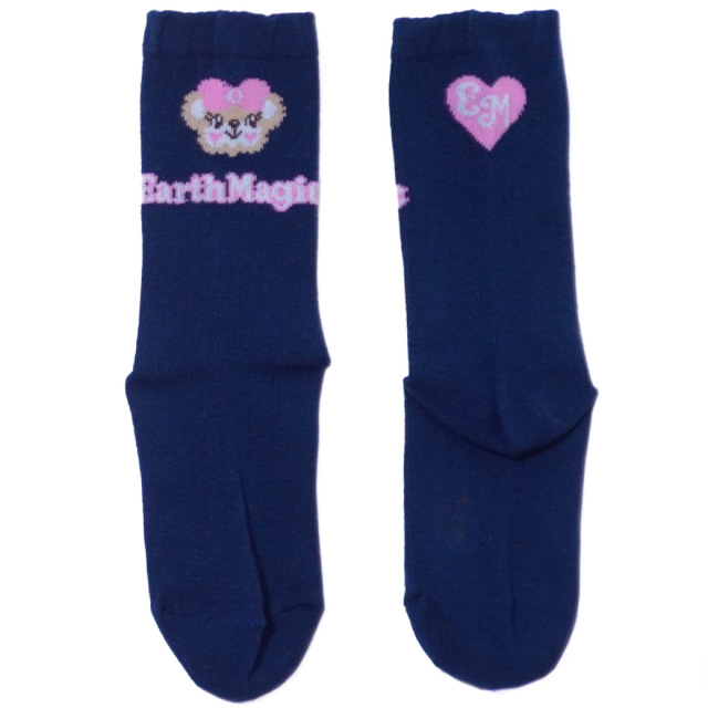 アースマジック EARTHMAGIC 2Pクルーソックス シロ×ペールピンク ペールピンク×ネイビー マフィー 靴下 日本製 2023春夏