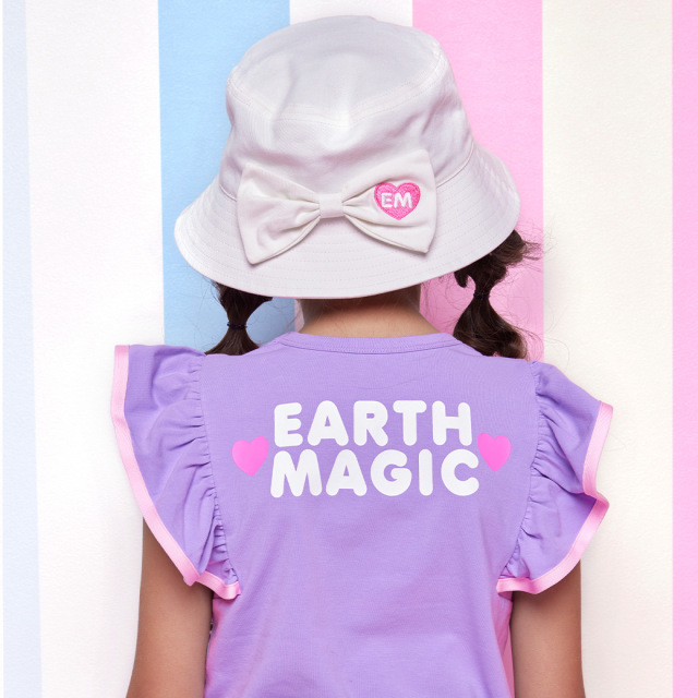 アースマジック EARTHMAGIC リボン付きバケットハット シロ ペールピンク アクセサリー 帽子 2023春夏