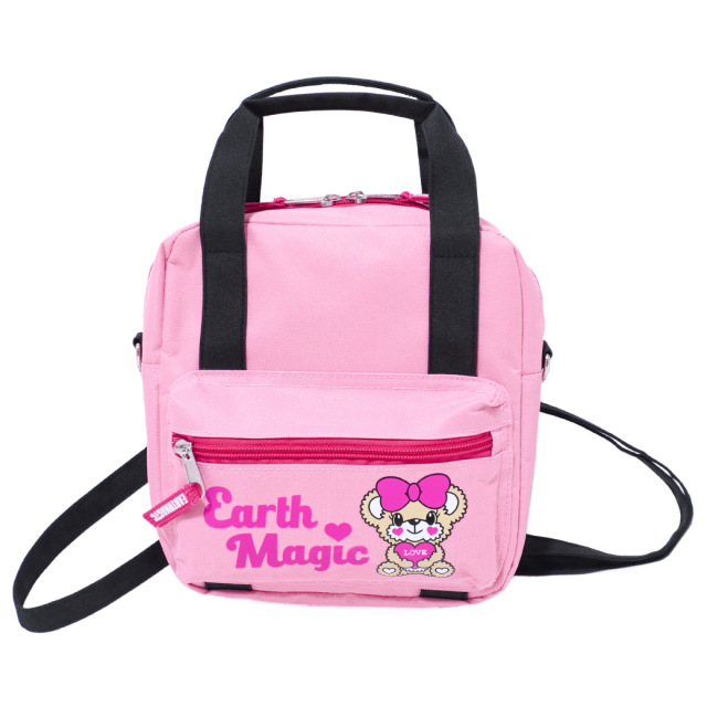 アースマジック EARTHMAGIC マフィープリント3wayミニリュック ペールピンク ネイビー ショルダーバッグ ハンドバッグ 2023春夏