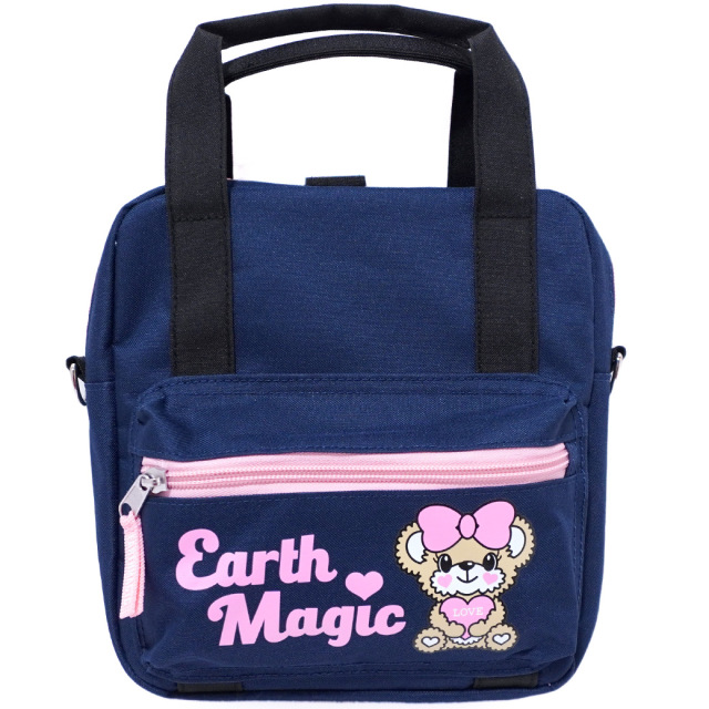 アースマジック EARTHMAGIC マフィープリント3wayミニリュック ペールピンク ネイビー ショルダーバッグ ハンドバッグ 2023春夏