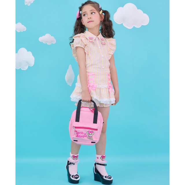 アースマジック EARTHMAGIC マフィープリント3wayミニリュック ペールピンク ネイビー ショルダーバッグ ハンドバッグ 2023春夏