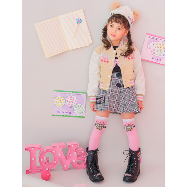 アースマジック EARTHMAGIC 刺繍入コーデュロイショート丈スタジャン ネイビー キャメル マフィー ブルゾン 2023秋冬