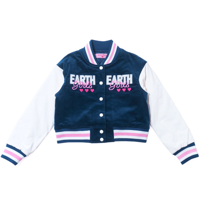 アースマジック EARTHMAGIC 刺繍入コーデュロイショート丈スタジャン ネイビー キャメル マフィー ブルゾン 2023秋冬