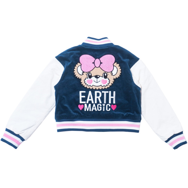 アースマジック EARTHMAGIC 刺繍入コーデュロイショート丈スタジャン ネイビー キャメル マフィー ブルゾン 2023秋冬