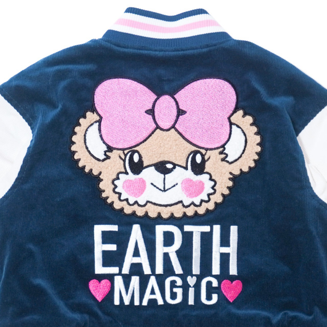 アースマジック EARTHMAGIC 刺繍入コーデュロイショート丈スタジャン ネイビー キャメル マフィー ブルゾン 2023秋冬