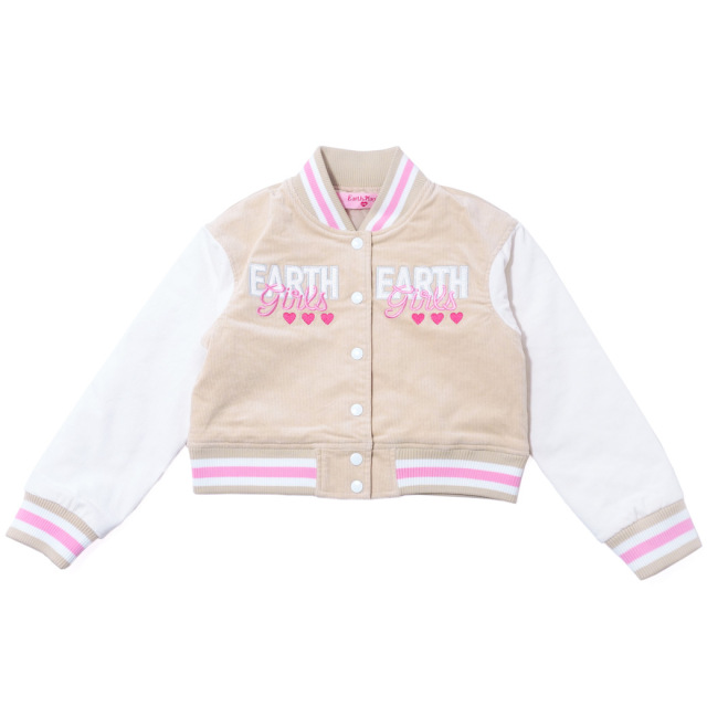 アースマジック EARTHMAGIC 刺繍入コーデュロイショート丈スタジャン ネイビー キャメル マフィー ブルゾン 2023秋冬