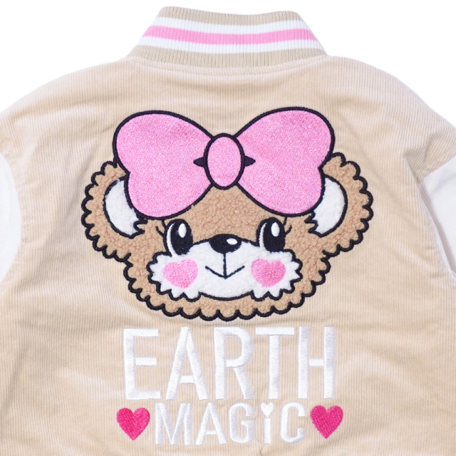 アースマジック EARTHMAGIC 刺繍入コーデュロイショート丈スタジャン ネイビー キャメル マフィー ブルゾン 2023秋冬
