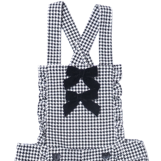 アースマジック EARTHMAGIC 千鳥格子柄2wayサロペット クロ ペールピンク マフィー オールインワン ロングパンツ 2023秋冬