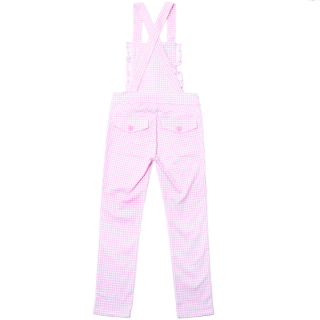 アースマジック EARTHMAGIC 千鳥格子柄2wayサロペット クロ ペールピンク マフィー オールインワン ロングパンツ 2023秋冬