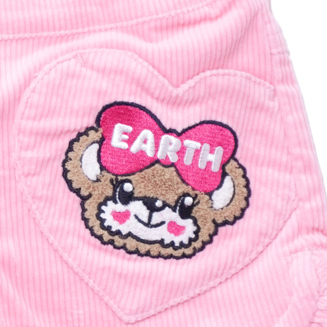 アースマジック EARTHMAGIC ハートポケットコーデュロイショートパンツ アイボリー ペールピンク マフィー 刺繍 2023秋冬