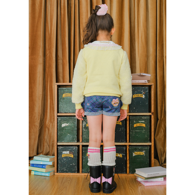 EARTHMAGIC オリジナルタータンチェックショートパンツ グリーン ベージュ マフィー 刺繍 2023秋冬